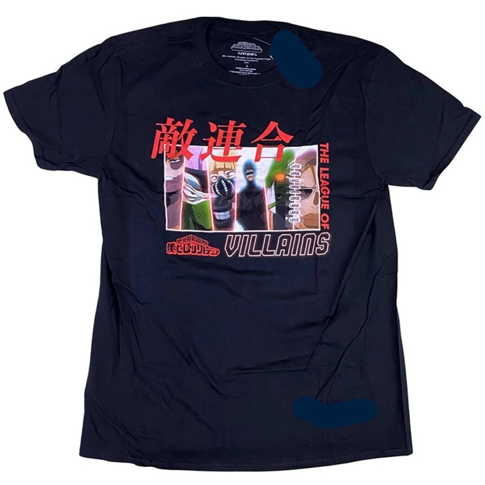 L FUNIMATION My Hero Academia Tee League of Villain black cotton tee t shirt fan
